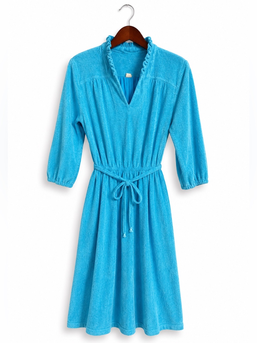Vintage Aqua Terry Cloth Swim Cover Up Dress Size 14 Pool Resort